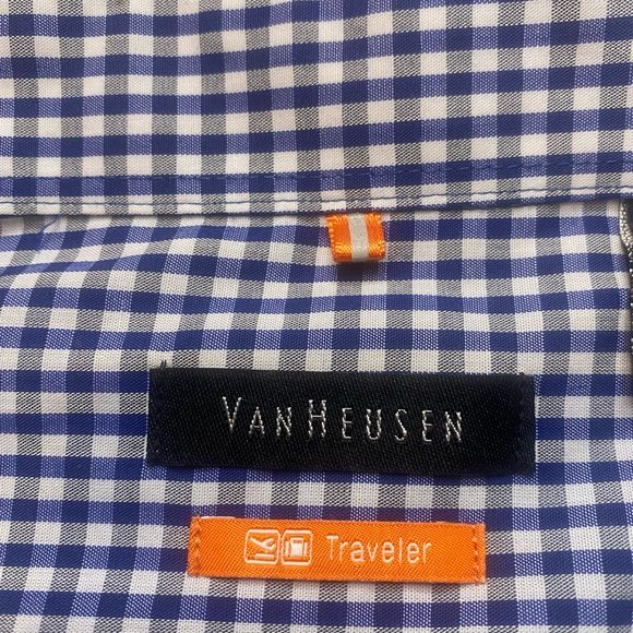 Van Heusen Casual Men Button Up Shirt Long Sleeve Blue White Size XL - Picture 5 of 12